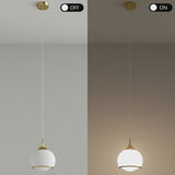 Gold Glass Integrated LED Pendant Light — light switched off and on