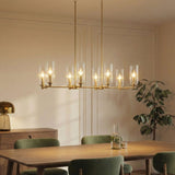 Island With Clear Ribbed Pendant Lamp Satin - Antique Brass - OROA