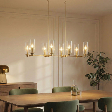 Island With Clear Ribbed Pendant Lamp Satin - Antique Brass | OROA