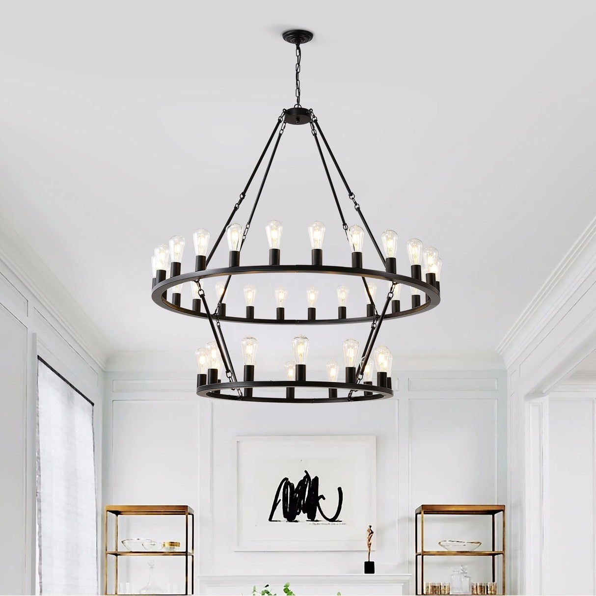 Black Wagon Wheel Chandelier - OROA