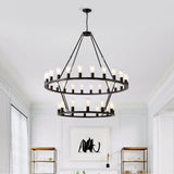 Black Wagon Wheel Chandelier - OROA
