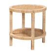 Rattan and Mahogany Two Tier Round Side Table – OROA, view 1