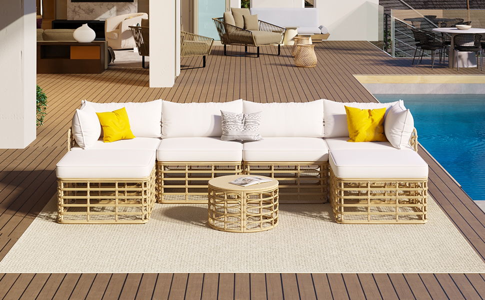 All-Weather 7-Piece Rattan Outdoor Sectional Sofa Set Ibiza