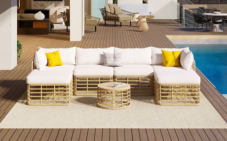 All-Weather 7-Piece Rattan Outdoor Sectional Sofa Set Ibiza