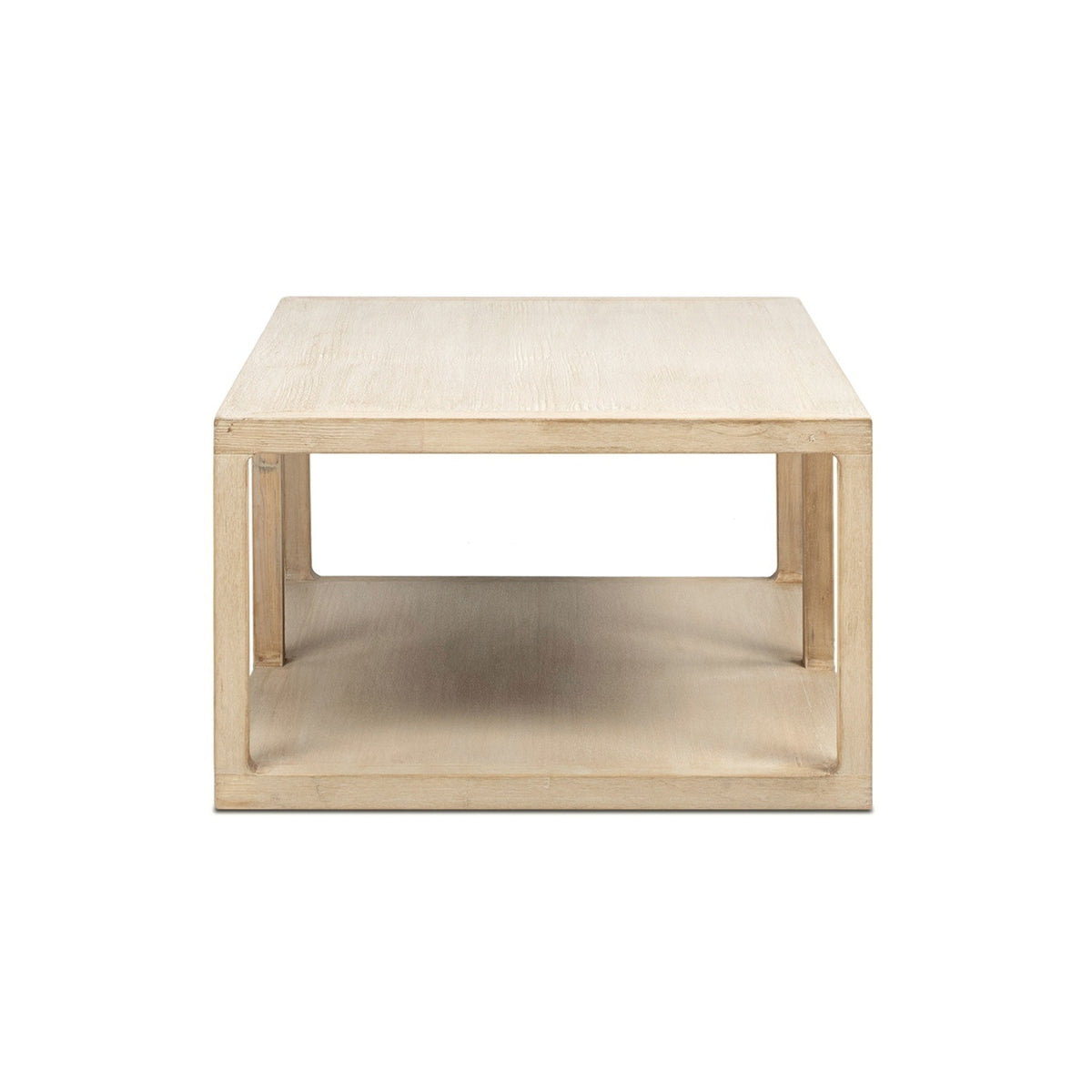 Ellis Reclaimed Pine Open Frame Coffee Table with Lower Shelf, Light Natural Cerused - OROA Online Furniture