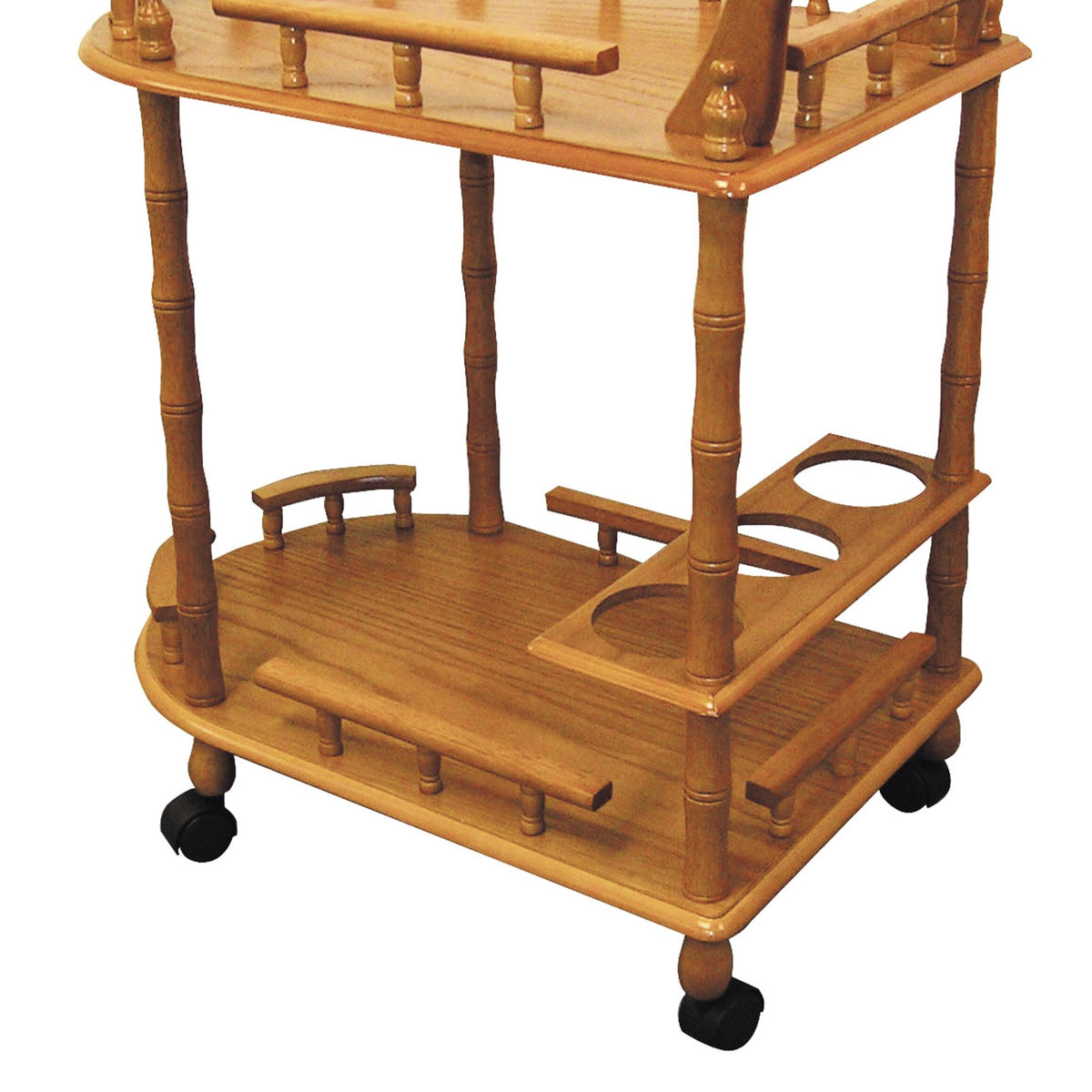 Wooden 2-Tier Wine Table with Oak Finish - OROA Online Furniture