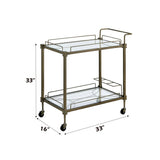 Antique Mirrored Brass Serving Cart - OROA