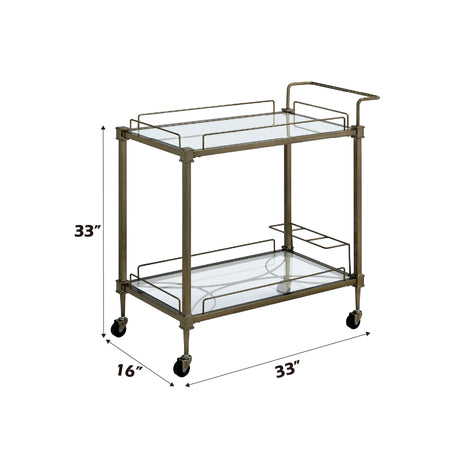 Antique Mirrored Brass Serving Cart | OROA