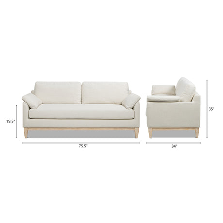 Pasadena Modern Farmhouse Sofa, Flax White Linen - OROA Modern Furniture
