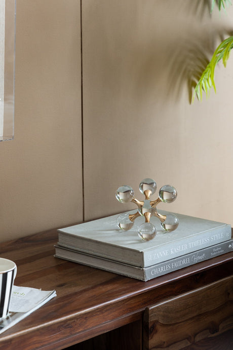 Clear Glass and Gold Finish Decorative Sculpture