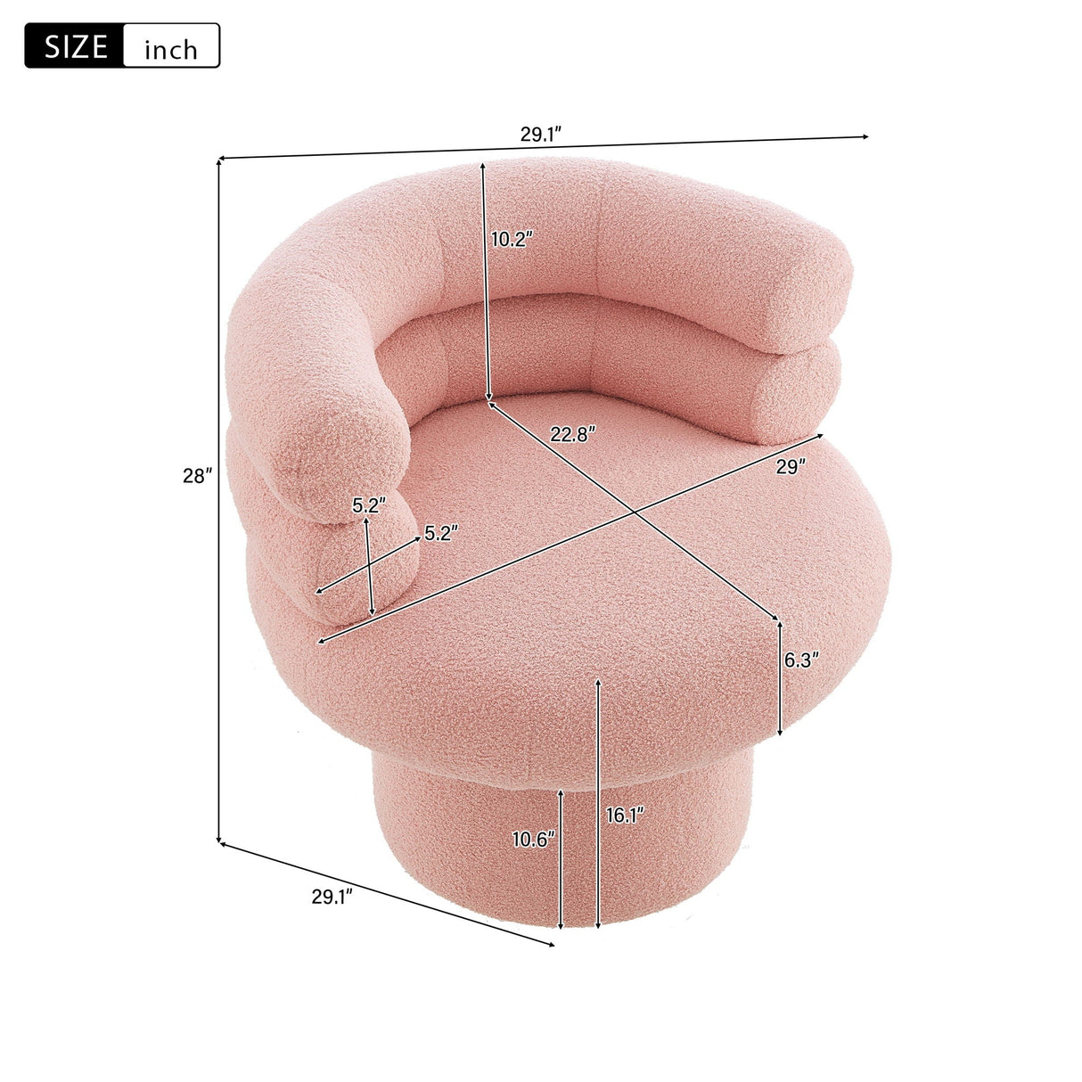 Round Swivel Accent Chair For Living Room - Blushy