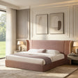 Pink Chenille Wingback King Bed – OROA, view 2