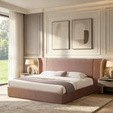 Pink Chenille Wingback King Bed – OROA, view 2