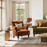 Eloise Pleated Sock Arm Accent Armchair, Burnt Orange Performance Velvet - OROA Modern Furniture