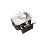 Ceramic Bathroom Vanity & Sink with Floating Curved Edges - OROA
