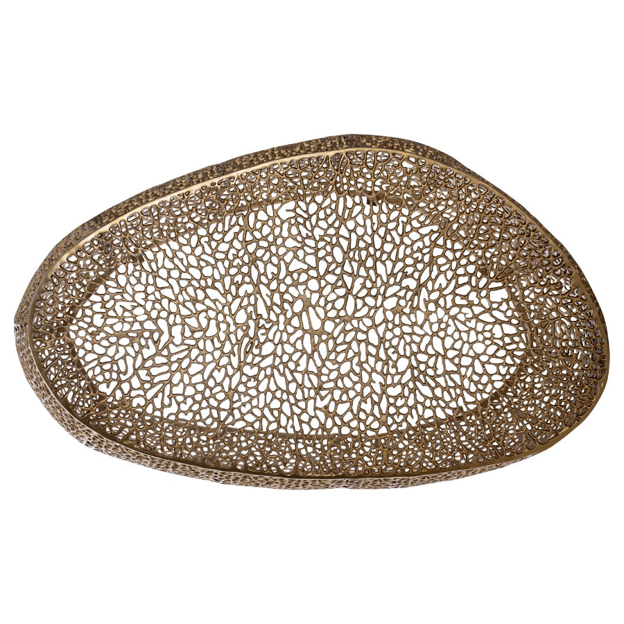 Sculptural Gold Oval Coffee Table | Catchy