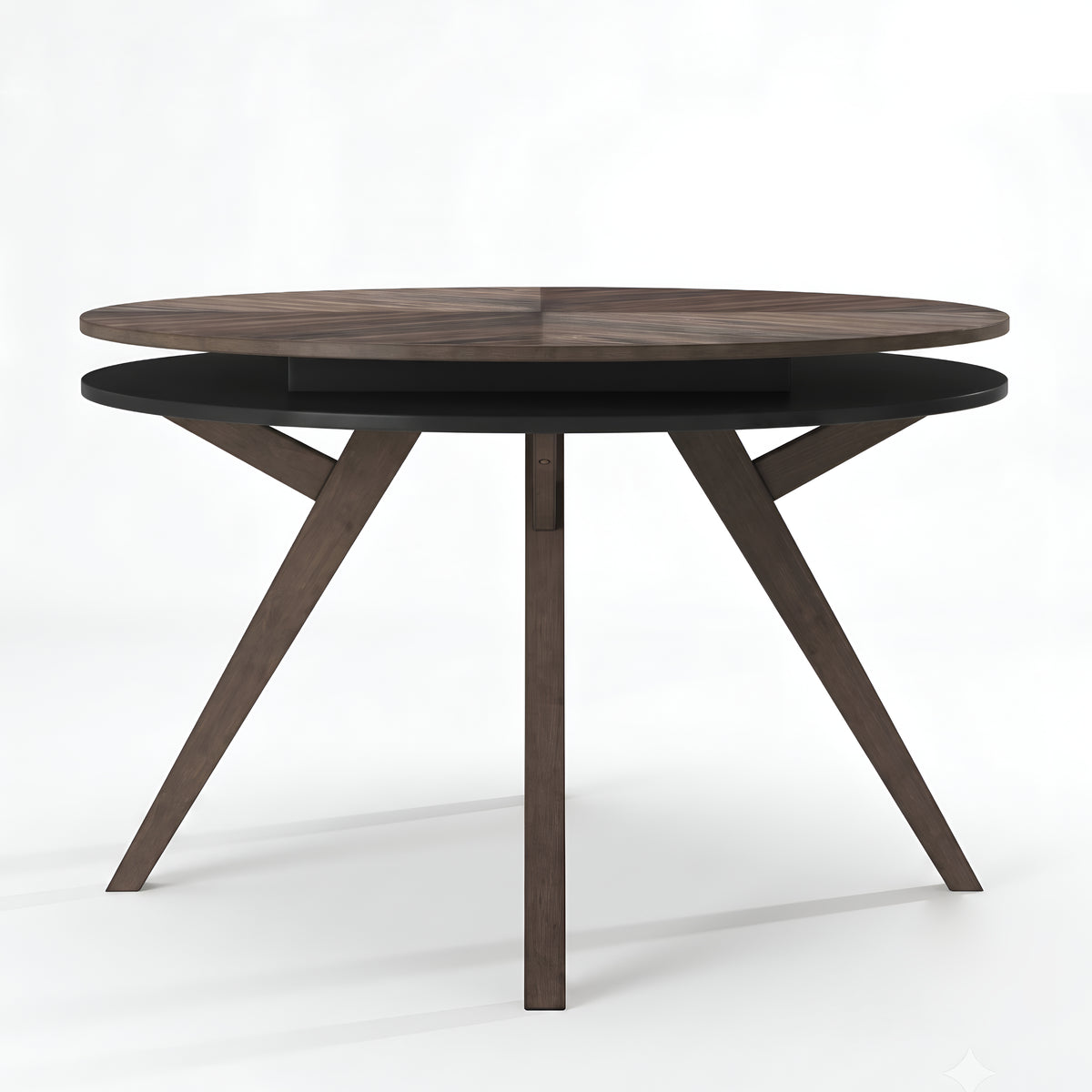 Dark Brown Modern Round Dining Table 47.5 Inch | OROA