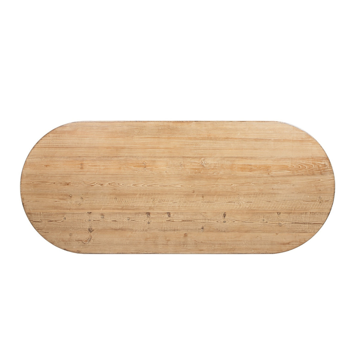 Colette Reclaimed Pine Oval Dining Table, Antique Natural Brown Top and Blue-Grey Base - OROA Modern Furniture