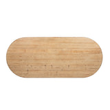 Colette Reclaimed Pine Oval Dining Table, Antique Natural Brown Top and Blue-Grey Base - OROA Modern Furniture