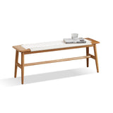 Oak Wood Dining Bench with Handwoven Cane - OROA