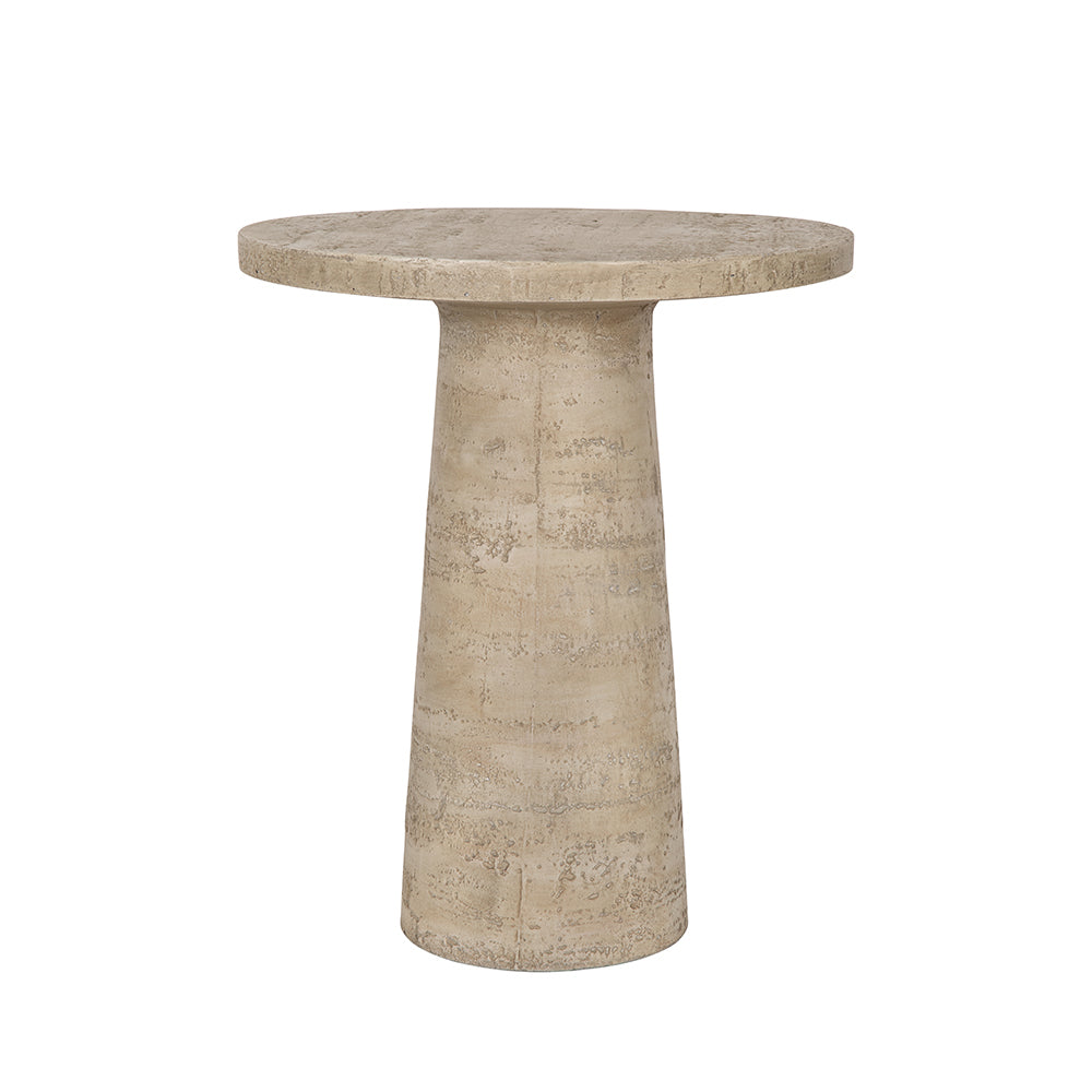 Textured Cream Round Pedestal Side Table – OROA, view 1