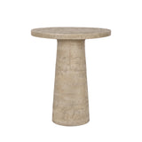 Textured Cream Round Pedestal Side Table – OROA, view 1