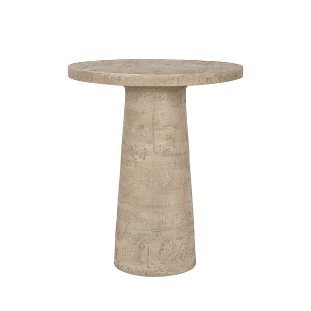 Textured Cream Round Pedestal Side Table – OROA, view 1