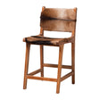Goat Leather and Teak Counter Stool – OROA, view 1