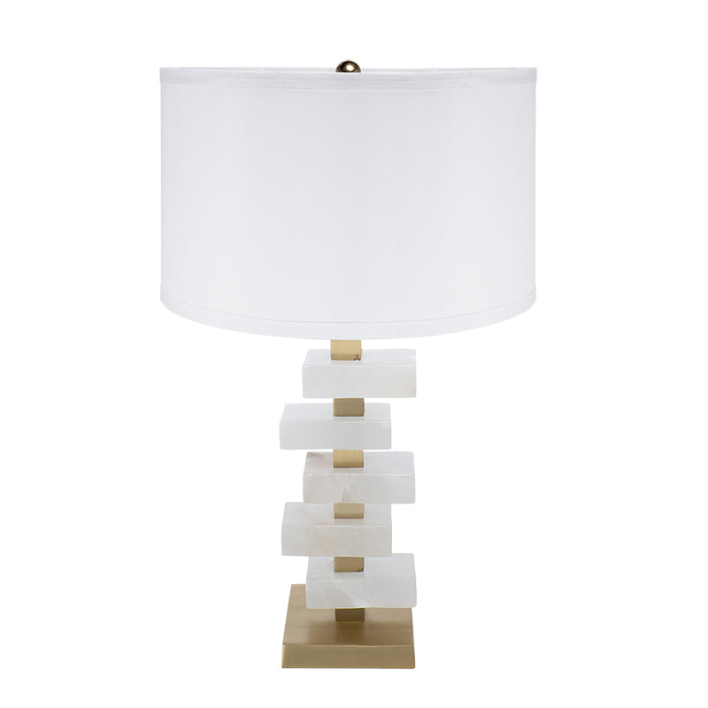 White and Gold Alabaster Slab Table Lamp