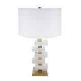 White and Gold Alabaster Slab Table Lamp