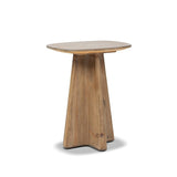 Clarence Rectangular End Table with Sculptural Pedestal Base, Antique Natural Brown Reclaimed Pine - OROA Online Furniture