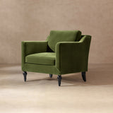 Josephine Upholstered Accent Chair with Wooden Legs, Olive Green Performance Velvet - OROA Online Furniture