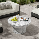 Marble Outdoor Coffee Table - Modern White