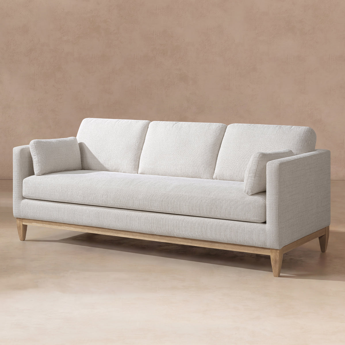 Knox Modern Farmhouse Sofa, Light Beige Chenille with Pinewood Frame - OROA Online Furniture