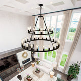 Black Wagon Wheel Chandelier - OROA
