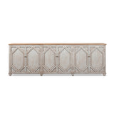 Colette Extra Wide 6-Door Cabinet Sideboard, Antique Natural Brown and Blue-Grey Reclaimed Pine - OROA Modern Furniture