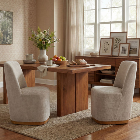 Indoor Upholstered Dining Chair (Set/2) with Sturdy Frame - Oatmeal