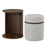 Walnut Side Table with Hidden Stool | Catchy
