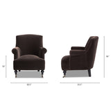 Eloise Pleated Sock Arm Accent Armchair, Deep Brown Performance Velvet - OROA Online Furniture