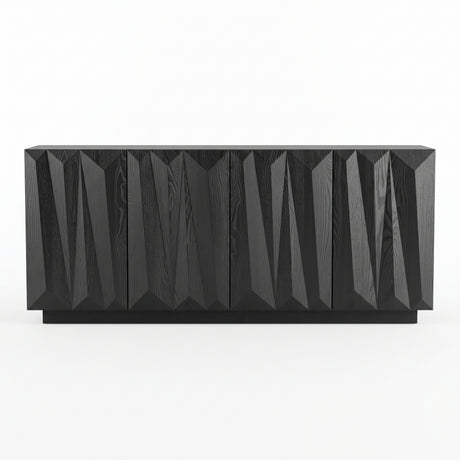 Black Geometric Four-Door Sideboard — front view