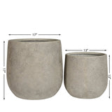Round Concrete Planter (S/2) - Antique Grey