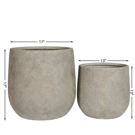 Round Concrete Planter (S/2) - Antique Grey