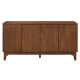 Walnut Geometric Four Door Media Cabinet | Catchy