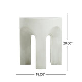 Outdoor Round Top Side Table in Antique White