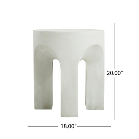 Outdoor Round Top Side Table in Antique White