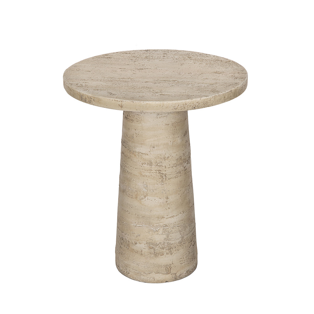 Textured Cream Round Pedestal Side Table – OROA, view 6