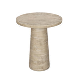 Textured Cream Round Pedestal Side Table – OROA, view 6