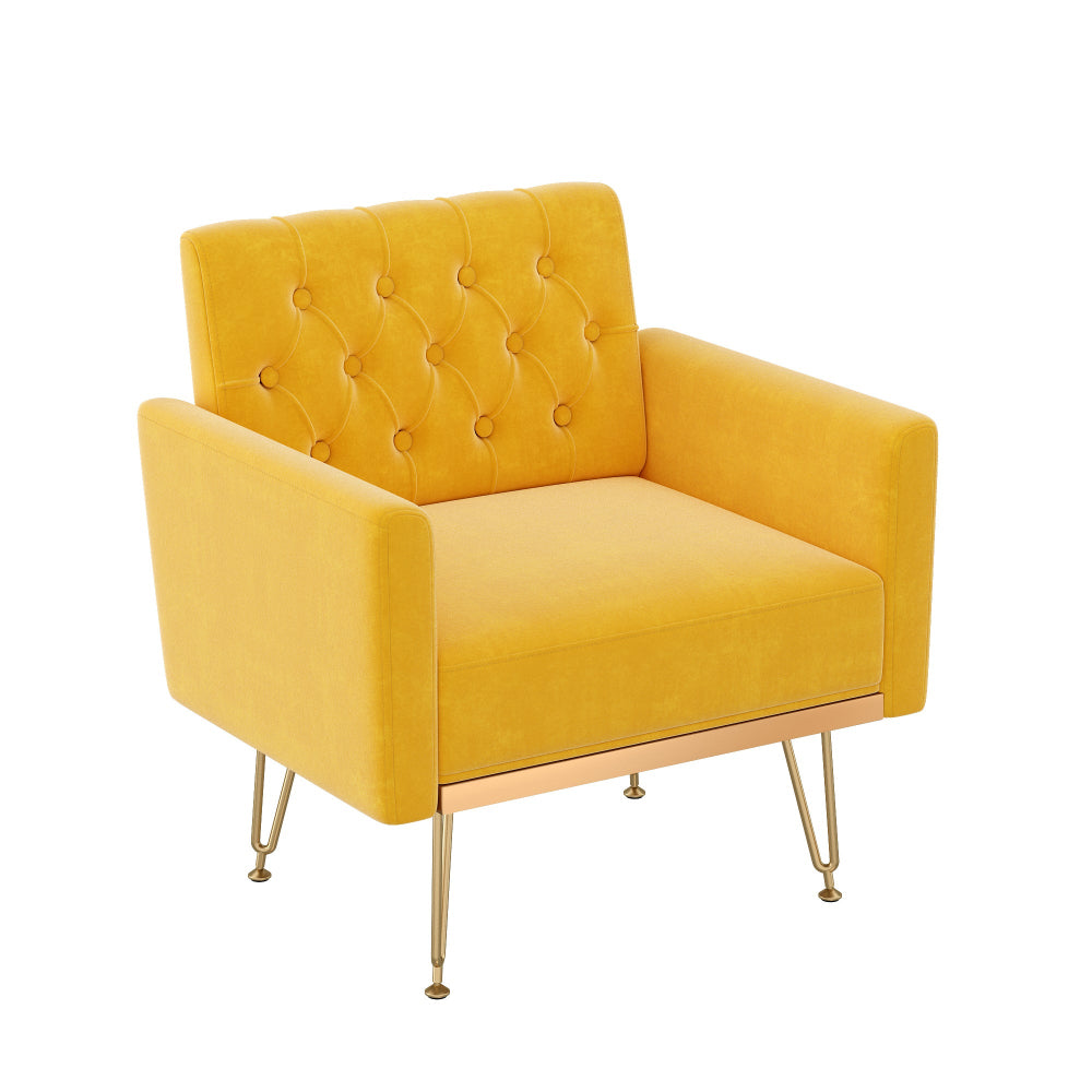 yellow velvet tufted chair