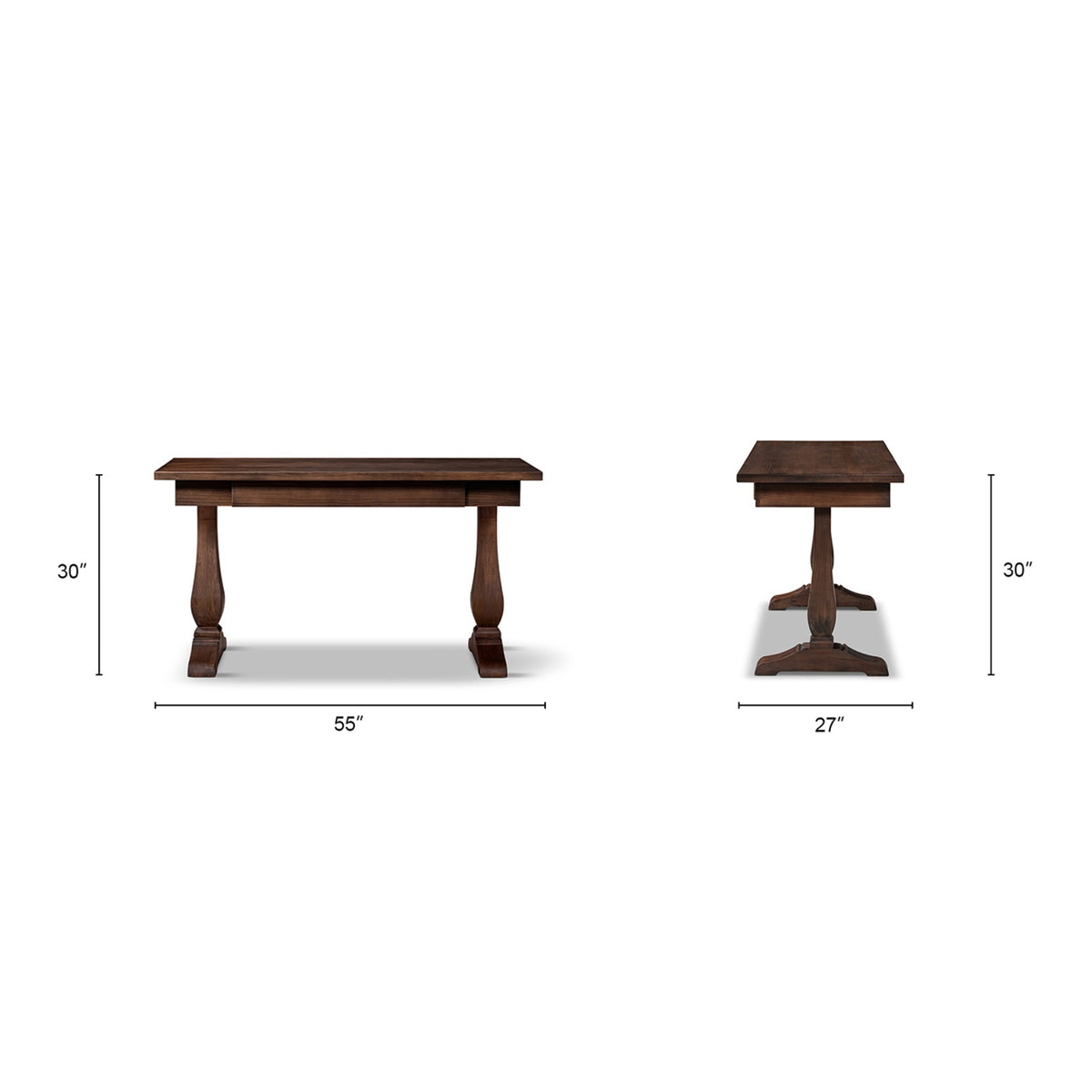 Whitmore Reclaimed Pine Writing Desk, Java Brown with Natural Grain - OROA Modern Furniture