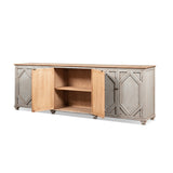 Colette Extra Wide 6-Door Cabinet Sideboard, Antique Natural Brown and Blue-Grey Reclaimed Pine - OROA Modern Furniture